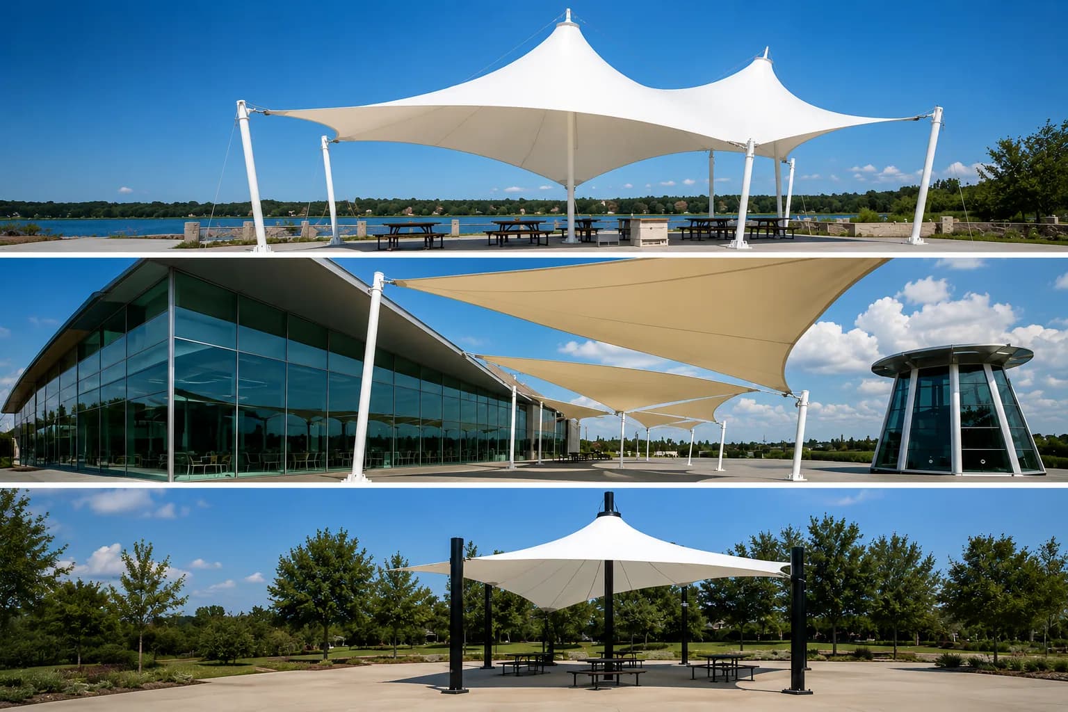 Modern architectural car parking shade structure under the desert sun